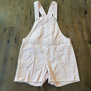3/27$ Light Pink Denim Kids Shortalls Short Overalls size 12